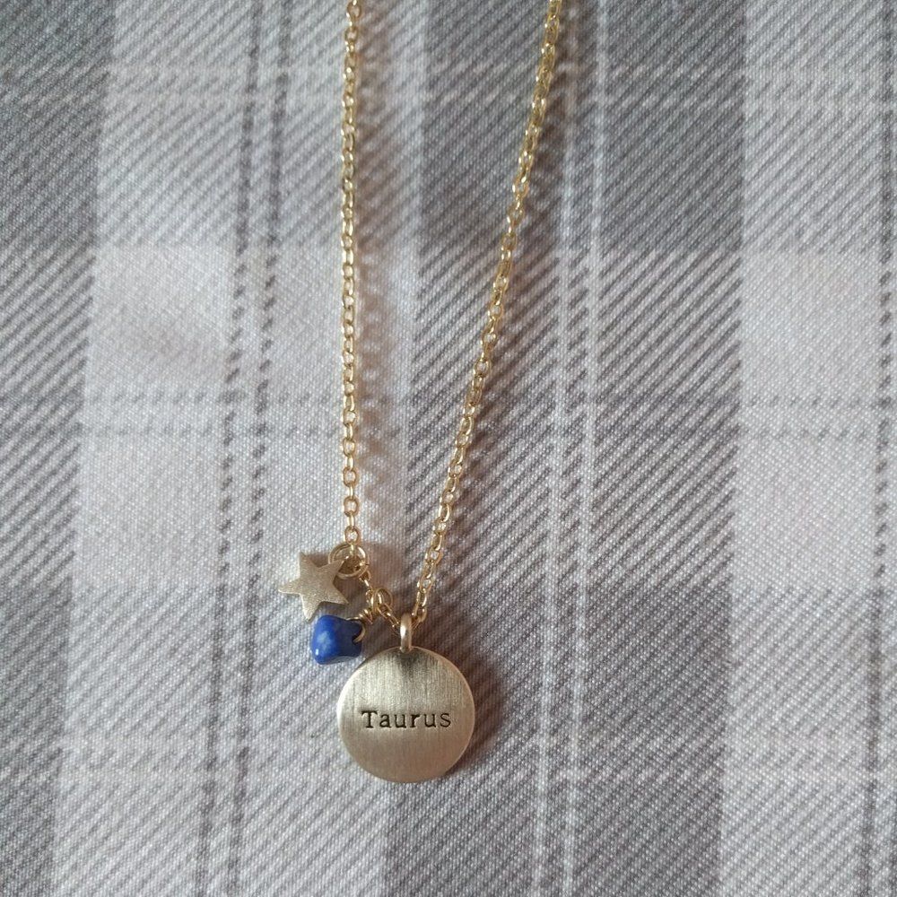 Faux Gold Taurus Star Constellation Necklace
